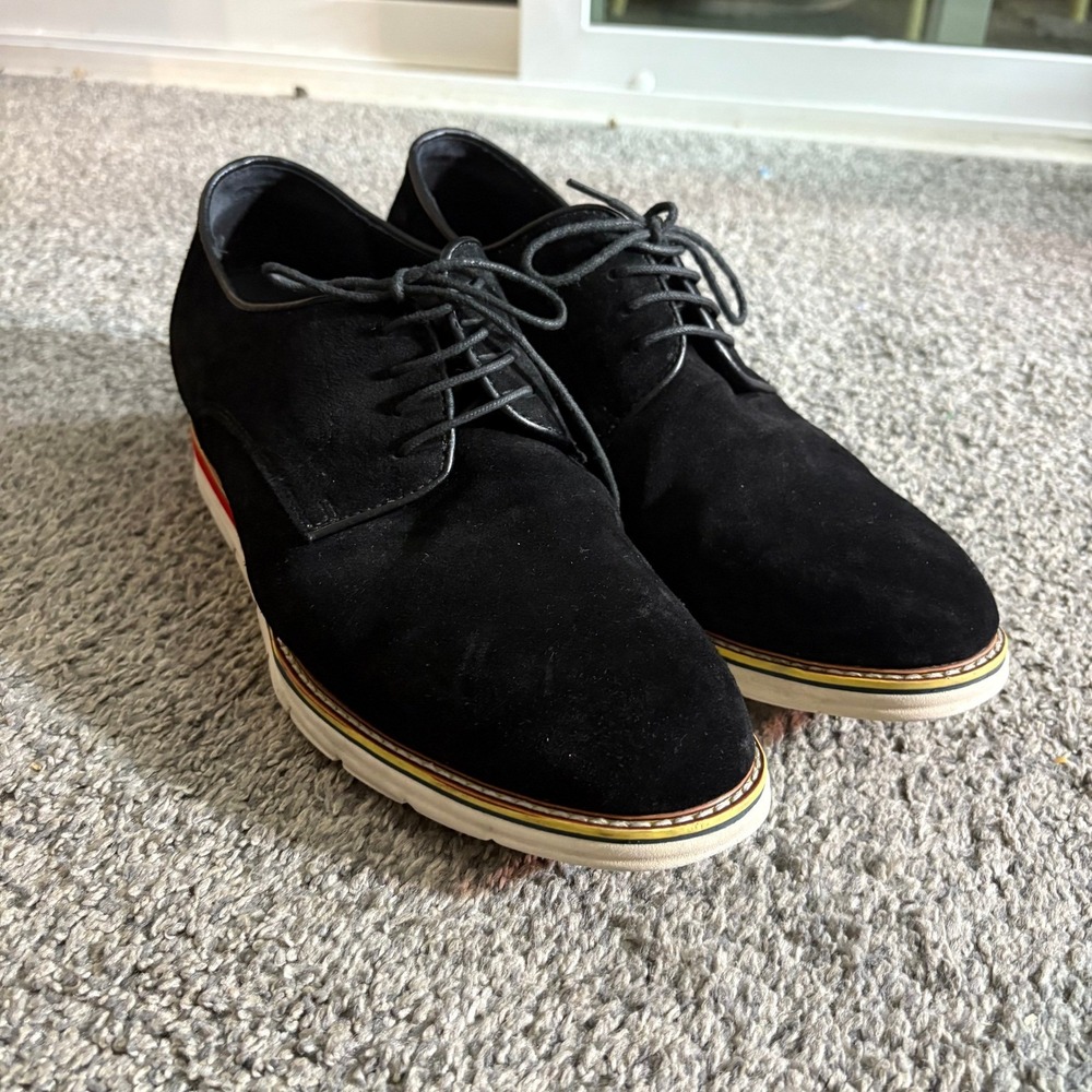 CALTO‎ Black Suede Leather Lace Up Dress Shoes Lightweight Comfort Size US 9